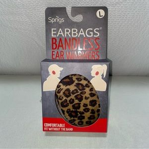 NEW! Earbags Bandless Ear Warmers, Size Large, Leopard Animal Print